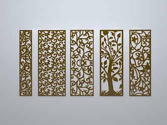 Chinese-style window grilles silhouette pane window sill border openwork window 3d model