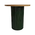 Modern Round Side Table With Wooden Top And Black Ribbed Base 3d model