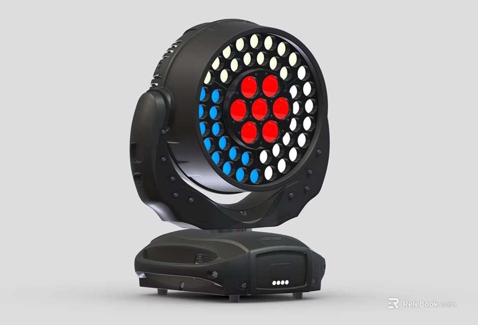 Professional Black LED Downlight Spotlight with Red Blue Bulbs and Moving Head Stage Lighting 3d model 