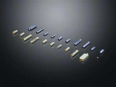 Various Types of Weapons Arranged on Dark Background with Different Sizes and Shapes 3d model