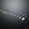 Various Types of Weapons Arranged on Dark Background with Different Sizes and Shapes