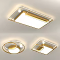 Modern Minimalist Ceiling Lights With Gold Frame LED Lighting And Different Shapes 3d model