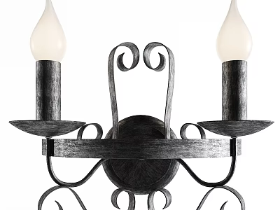 Vintage Metal Wall Lamp With Two Lights And Curved Design 3d model