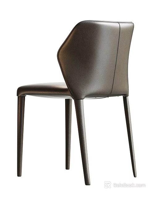 Modern Black Leather Leisure Chair With Ergonomic Backrest And Slim Stable Legs 3d model 