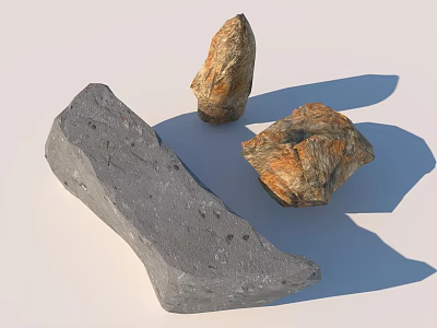 Natural Stones With Varied Shapes Textures And Colors On Light Surface 3d model