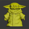 Adorable Green Skinned Little Alien Creature Character In Brown Robe With Large Ears And Big Eyes