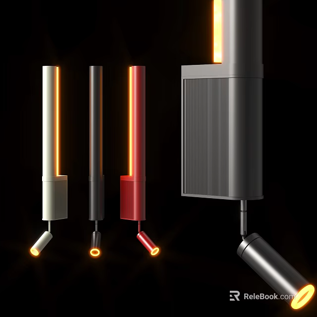 Stylish Modern Wall Lamps With Multicolored Sleek Design And Glowing LED Light 3d model 