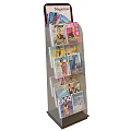 Magazine Display Rack with Multiple Shelves for Organizing Various Magazines in Retail Space