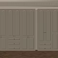 White Wardrobe with Arched Panel Doors and Drawers in Home Interior Design 3d model