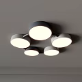 Contemporary Ceiling Lights Featuring Multiple Round White Lampshades And Sleek Dark Base Designs 3d model