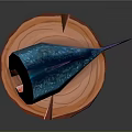 Sliced Fish With Blue Spotted Exterior And Red Interior On Circular Red Wooden Base