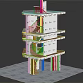 Detailed Multi Level Architectural Model With Wooden Stairs White Exterior And Transparent Base