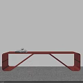 Sleek Modern Red Table Interior With White Wall And Gray Carpet 3d model