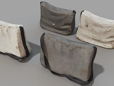 Stylish Fabric Travel Bags With Checkered Pattern And Solid Color Designs 3d model Stylish Fabric Travel Bags With Checkered Pattern And Solid Color Designs 3d model