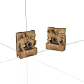 Wooden Sculpture Carvings With Intricate Figures And Circular Holes Design