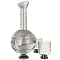 Stylish Decorative Ornament Set Including Black Tray Glass Decanter Tumblers Book And Geometric Ornament