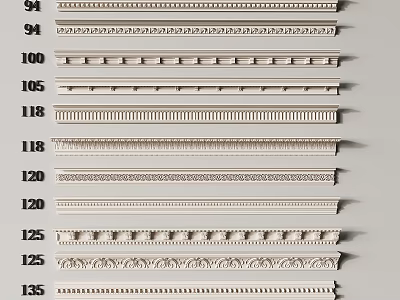 Gypsum Cornice Various Models With Different Patterns For Interior Decoration Projects 3d model