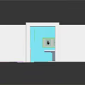 Medical Examination Room Interior With CT Scanner Examination Table Blue Walls And Pink Floor