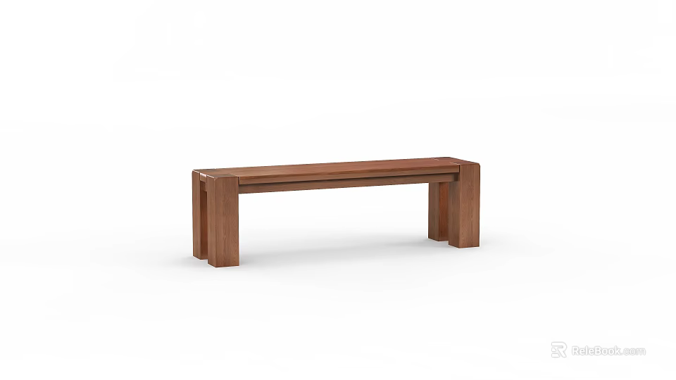 Wooden Bench with Simple Modern Design Straight Lines and Solid Wood Structure 3d model