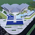 Modern Sales Office Building Featuring Landscape Design Water Pool And Greenery