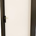 Modern Interior Hinged Door With White Panel Black Frame And Golden Handle 3d model