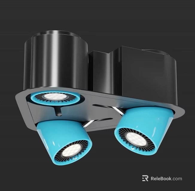 Modern Black and Blue Decorative Ceiling Light with Multiple Adjustable Heads for Home Decor 3d model