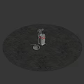 Futuristic Cybernetic Game Movie Character With Metallic Structure Standing By Illuminated Container And Glowing Accents