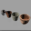 Set of Four Colorful Decorative Flower Pots with Textured Surfaces and Assorted Colors