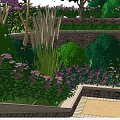 Garden Landscape Design With Lush Greenery Stone Path And Purple Flowers