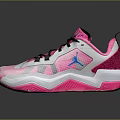 Pink And White Sporty Sneakers With Black Laces Blue Logo And Mesh Design