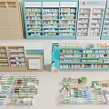 Retail Pharmacy Medicine Display Shelves With Multiple Layers And Organized Products