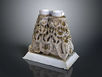Artistic Stone Sculpture Carving With Intricate Hollow Design Base And Top Cylinders 3d model