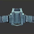 Futuristic Game Movie Robot Character With Blue Green Blocky Mechanical Design