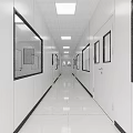 Modern Clean Laboratory Interior With White Lab Benches Blue Stools Windows Cabinets And Overhead Lighting