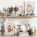 Quiet Ornaments Combination Ornaments Candlestick Vase Flower Furnishings Crafts Bookshelf Shelf Glasses Clock 3d model