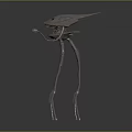 Futuristic Fantasy Creature Character With Shark Head And Long Mechanical Legs