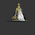 Blue Decorative Hat With Intricate Floral Embroidery And Golden Accent Details