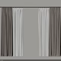 Modern Double Layer Brown And White Velvet Curtains With Black Curtain Rod