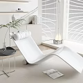 White Modern Lounge Chair With Side Table Plant And Bright Room Blinds Carpet Magazines