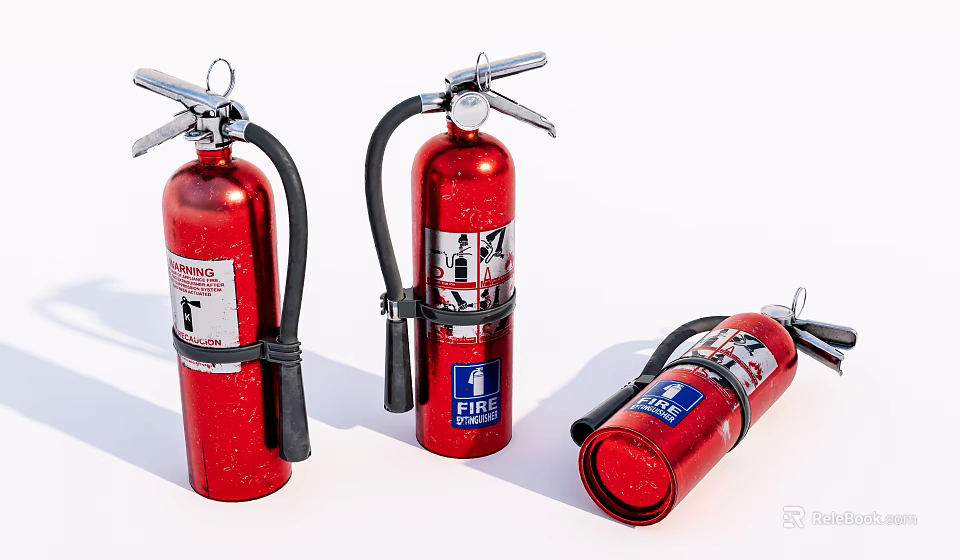 Red Fire Extinguishers As Essential Fire Safety Equipment For Emergency Use 3d model 