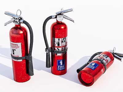 Red Fire Extinguishers As Essential Fire Safety Equipment For Emergency Use 3d model