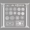 European-style carved lamp panel column 3d model