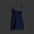 Stylish Women's Blue Sleeveless Dress With Lace Design And Ruffled Details