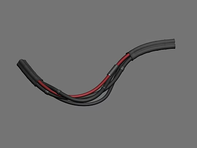 Black and Red Curved Electrical Cable with Flexible Design and Structure 3d model