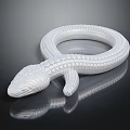 White Textured Coiled Reptile Shaped 3D Model With Reflection On Black Surface 3d model