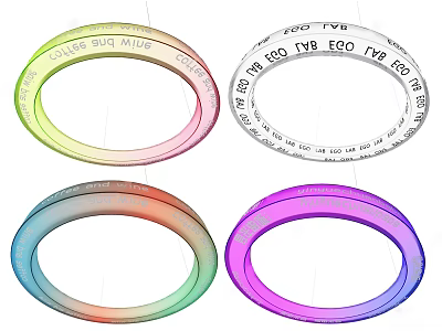 Four Colorful White Gradient Silicone Rings For Eco Type Road Traffic Safety Facilities 3d model