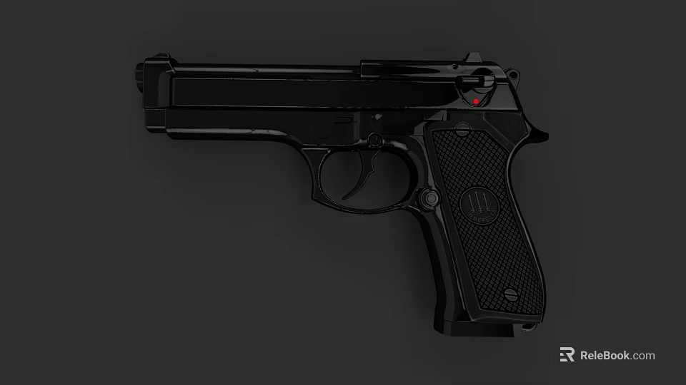 Black Semi Automatic Pistol With Textured Grip And Sleek Metal Design 3d model 