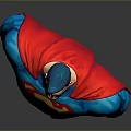 Muscular Man In Blue Superman Costume With Red Cape And Yellow Emblem