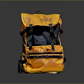 Trendy Yellow Backpack With ONE Logo Black Straps And Zipper Compartments For Daily Use