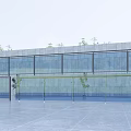 Modern Glass Fence With Metal Frame And Transparent Panels For Outdoor Area